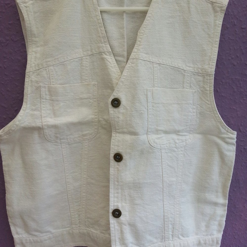 - Top Shop white khadhi 100% cotton material summer waist coat